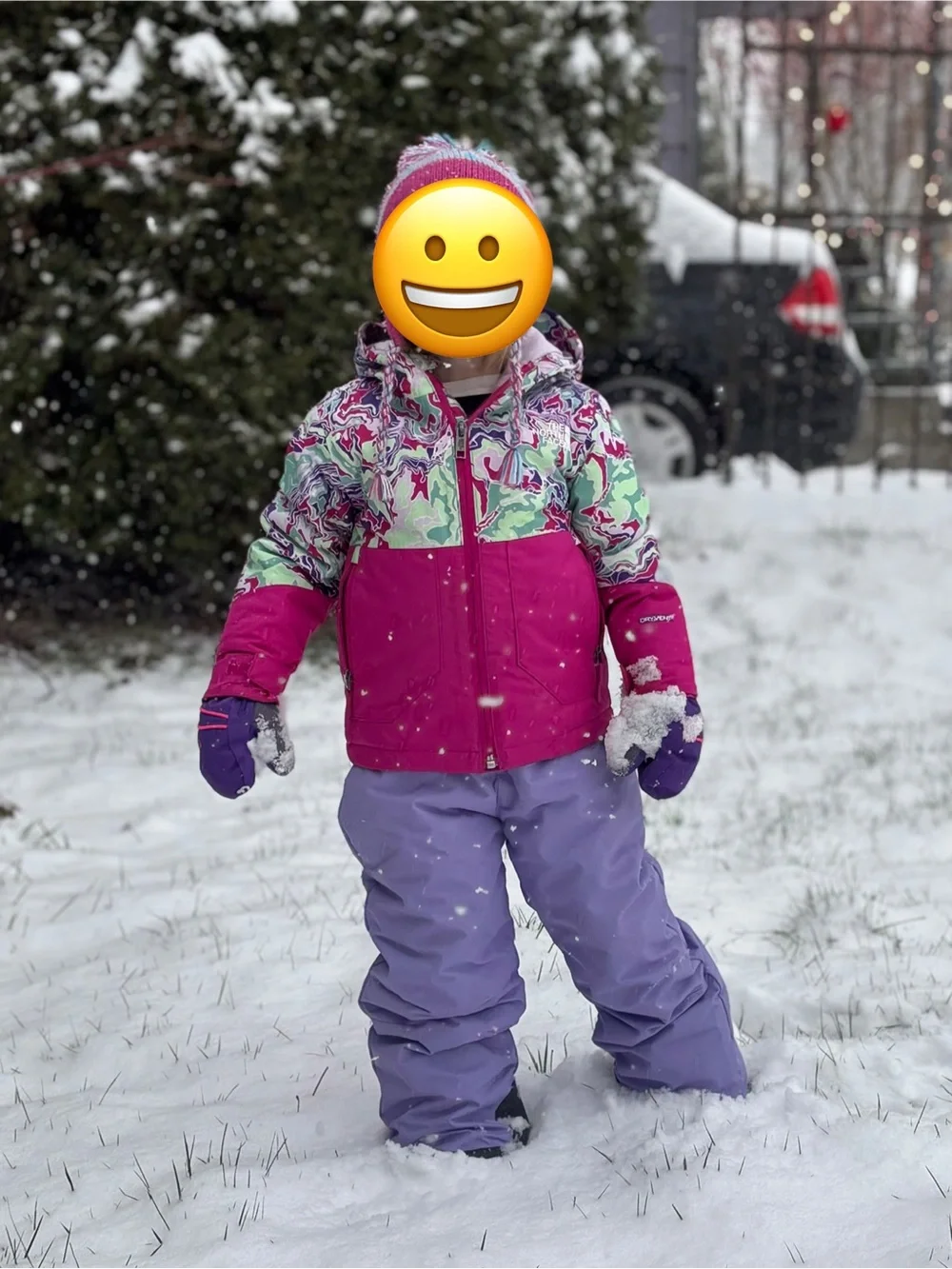 The North Face Girls' Fuchsia Multi-Print Hooded Jacket